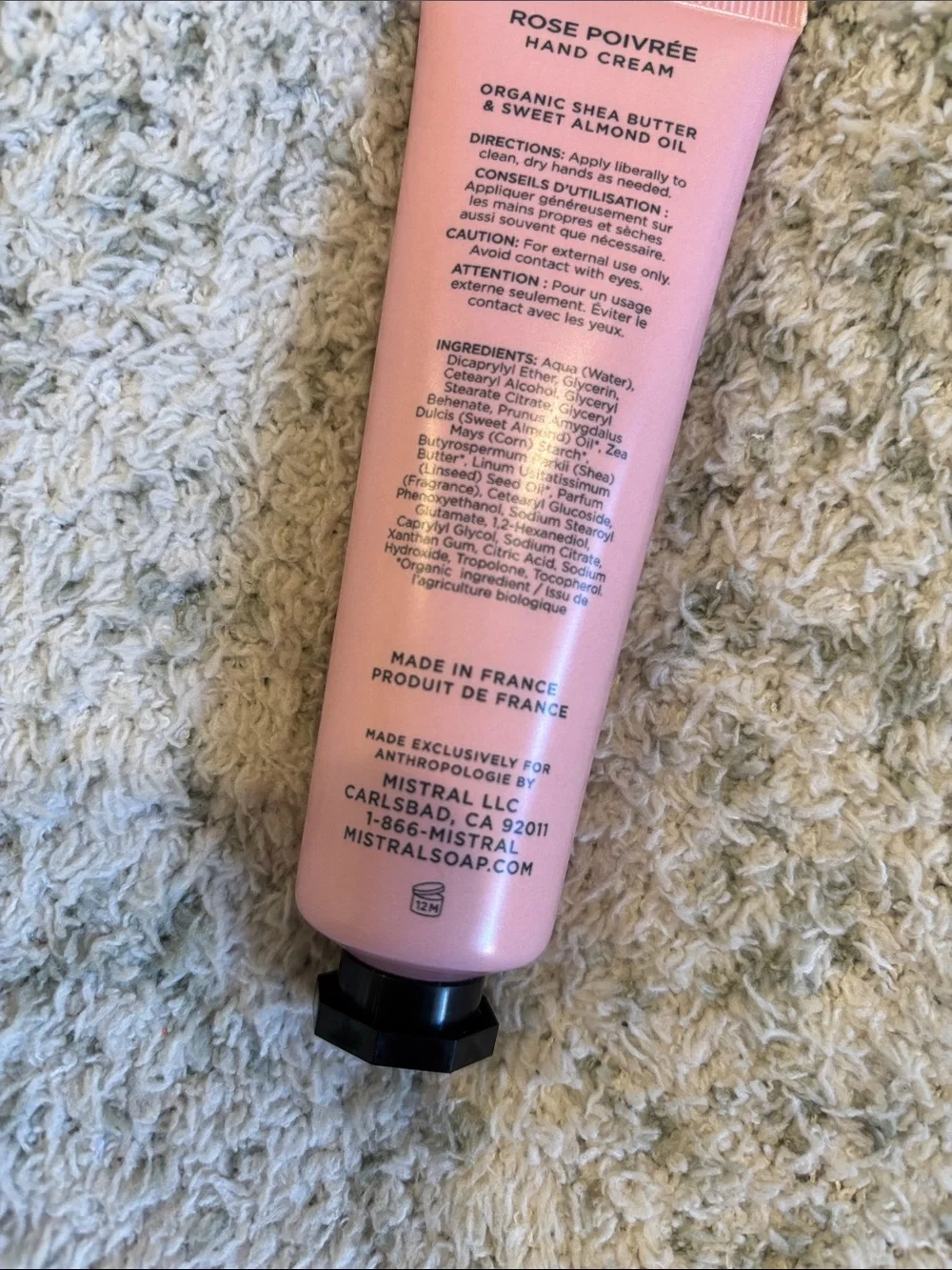 Mistral Rose Poivrée Scented Luxury Hand Cream France NWT 2oz.